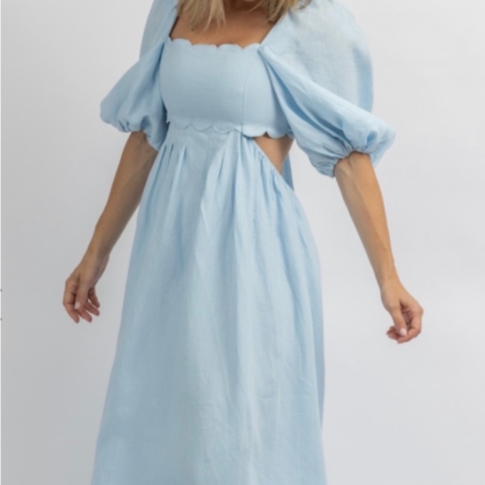 Mable blue ling 100% linen dress sz small
